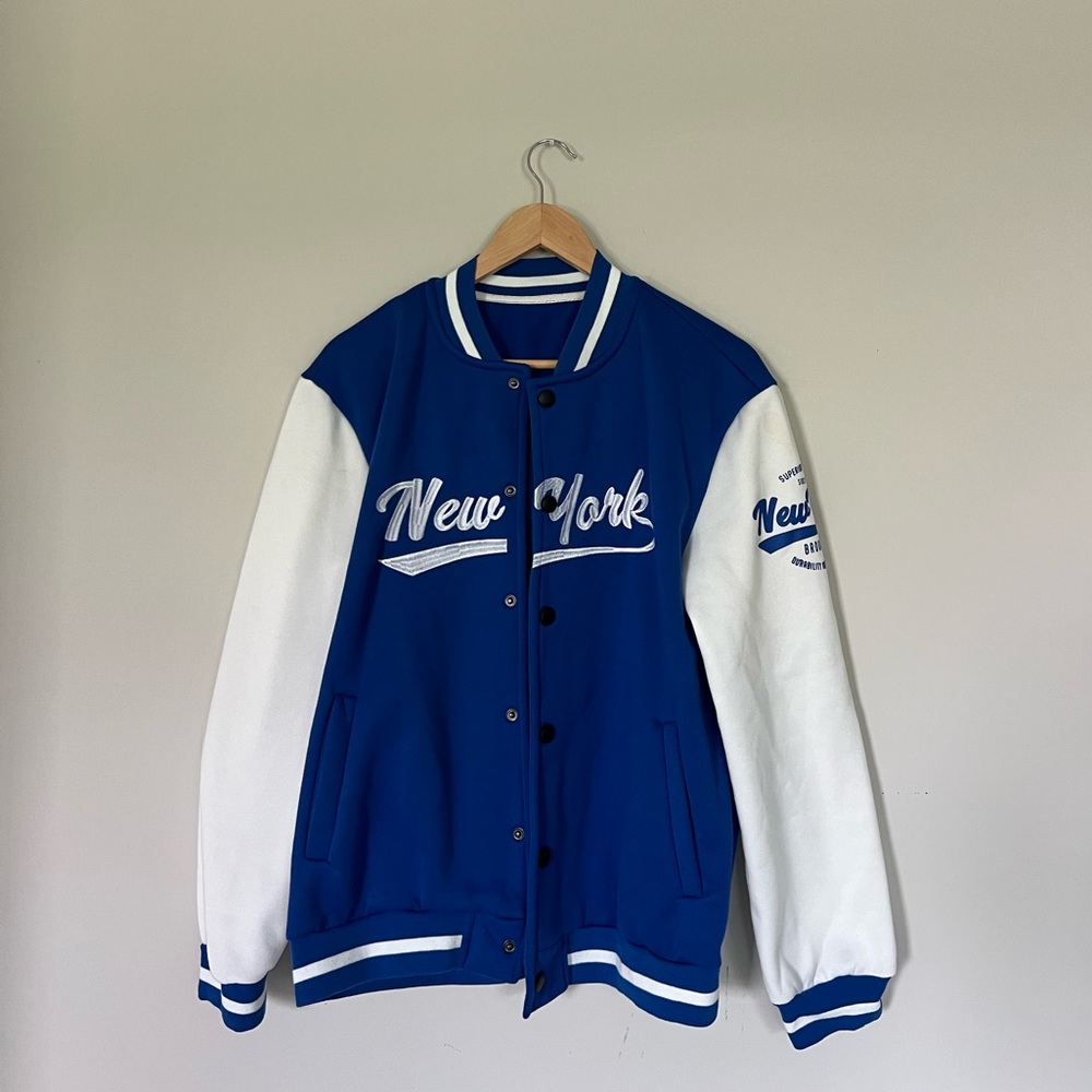 Vintage Varsity Letterman Jacket | New York | Trendy | Cool | Blue & White